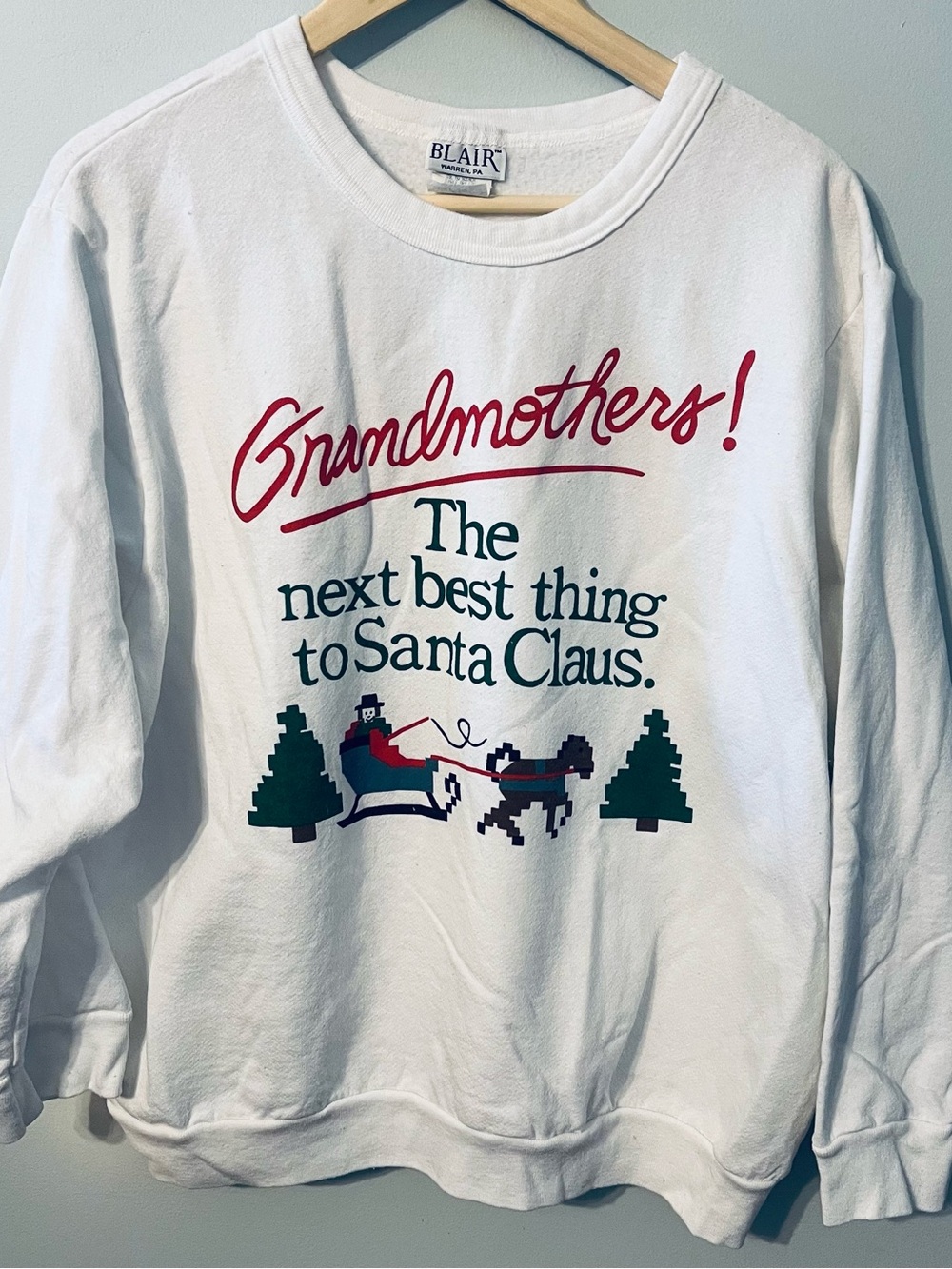 Vintage Blair Christmas Crewneck Womens 3XL (runs Sm) White Christmas Sweatshirt